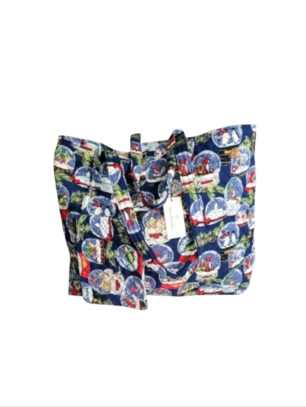 NWT Vera Bradley Winter Snow Globe Blue White Red Quilted Tote and Makeup Bag